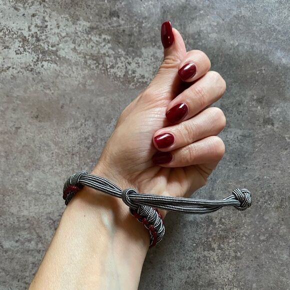 Paracord Bracelet NEW Unisex Maroon Silver Black Handmade USA - Picture 5 of 9